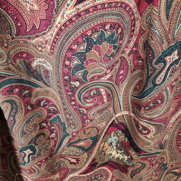 D'Allairds VTG Paisley Country Scene Pleated Front Midi Skirt - Picture 2 of 7